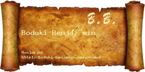 Bodoki Benjámin névjegykártya